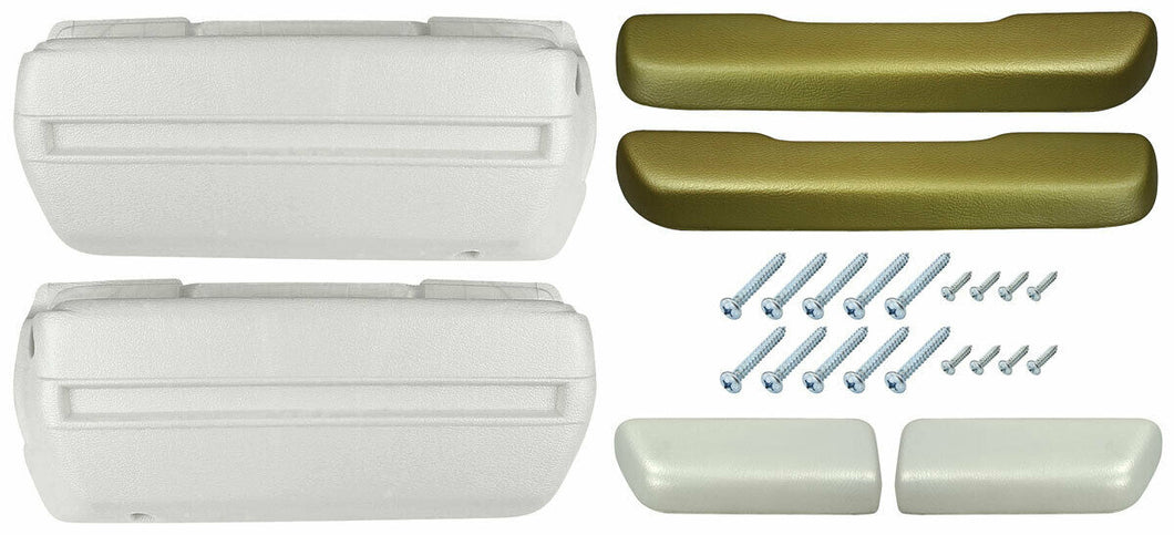 RestoParts Gold Armrest Kit w/ Rear Pads 1968-1969 GTO Chevelle Cutlass