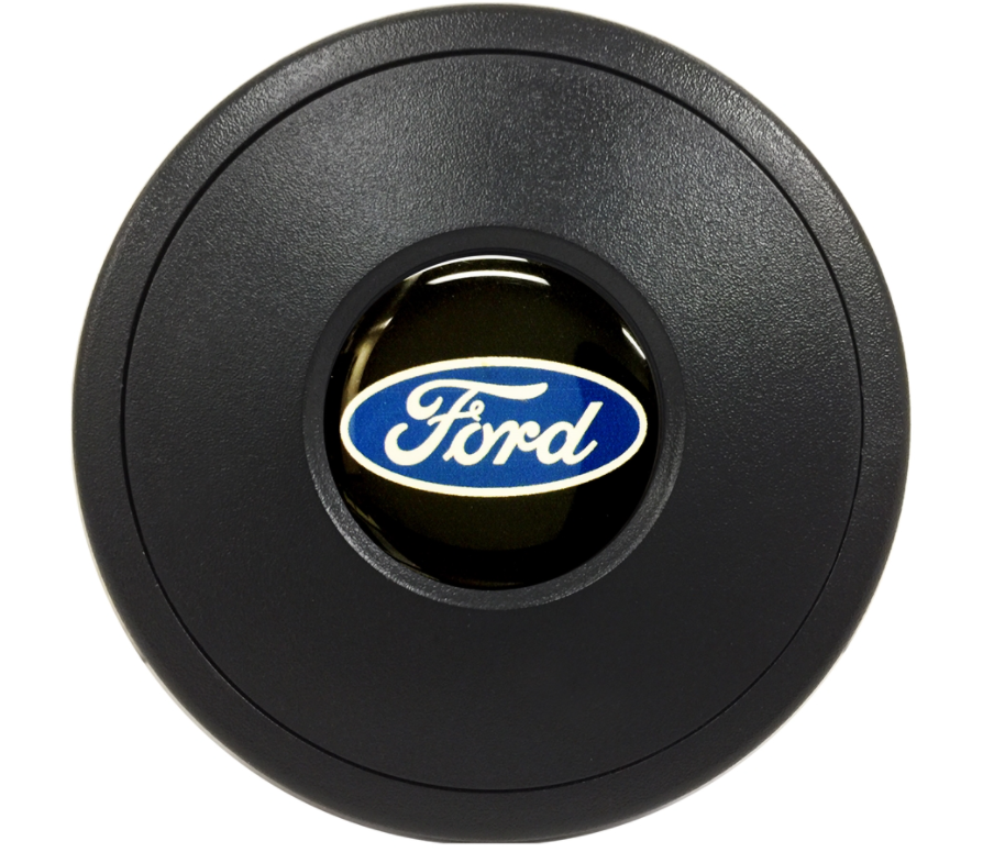 S9 Series Black Horn Button With Ford Blue Oval Mustang Falcon Fairlane Galaxy