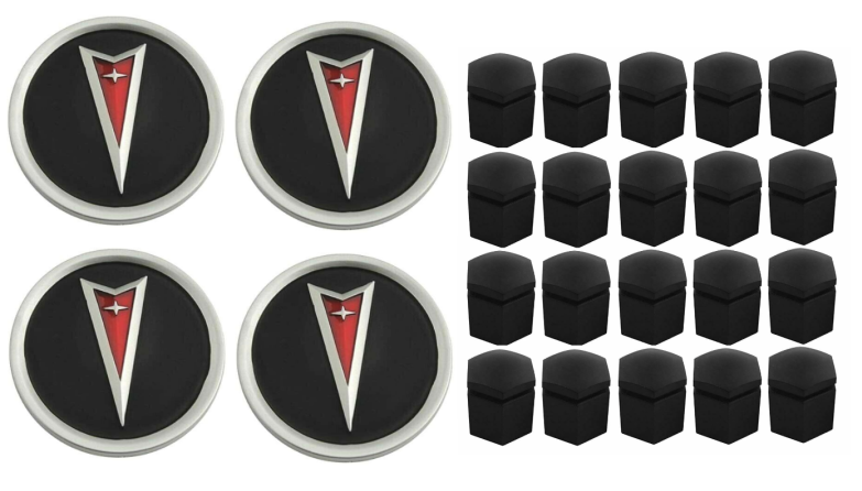 Reproduction Wheel Center Cap & Black Lugnut Cover Set 2004-2006 Pontiac GTO