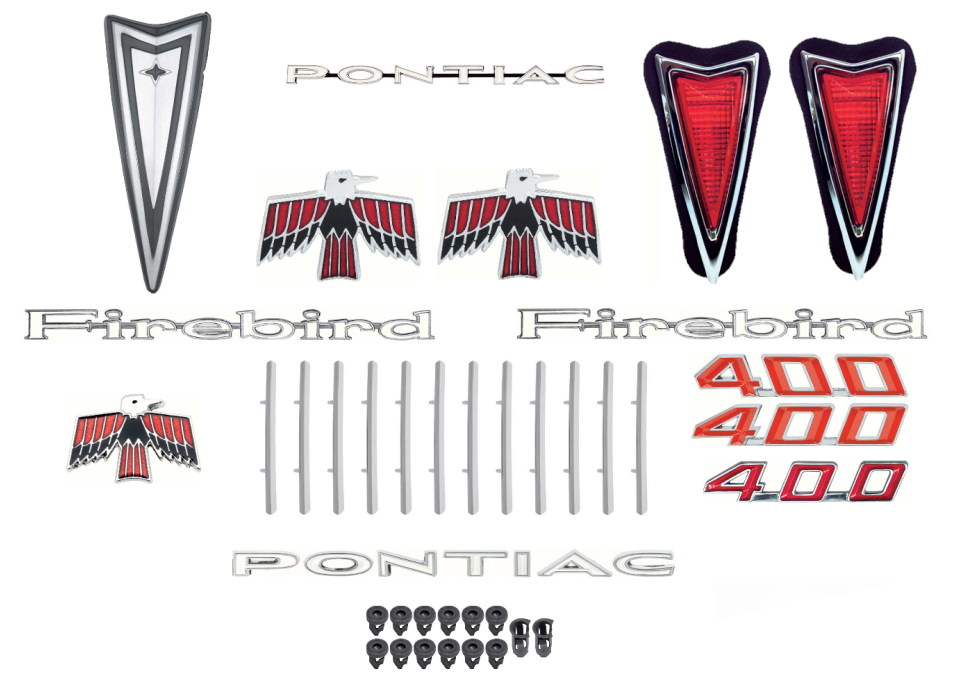 OER Complete Exterior Emblem and Marker Set 1968 Pontiac Firebird 400 Models