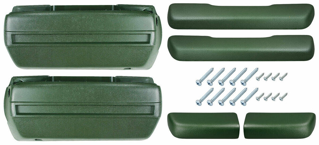 RestoParts Dark Green Armrest Kit w/ Rear Pads 1972 GTO Chevelle Cutlass