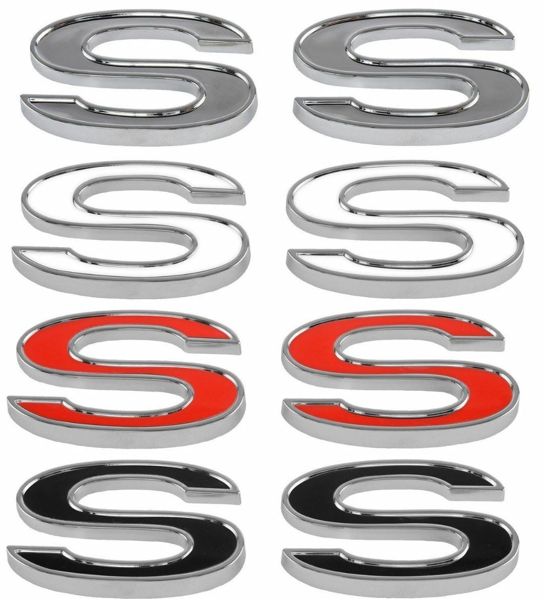 Trim Parts Adhesive Backed SS Emblem Set White Red Black Inserts For GM Vehicles