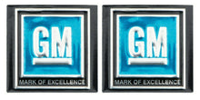 Load image into Gallery viewer, OER (2) Blue Mark of Excellence Seat Belt Decals 1968-1972 Pontiac Chevy Buick
