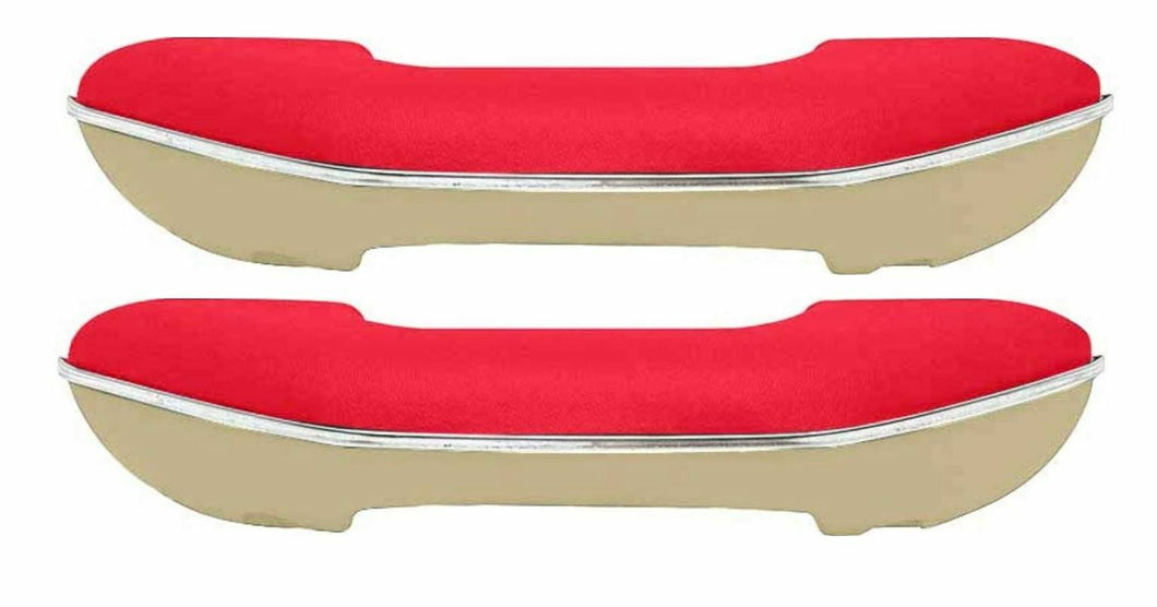 OER Red/Beige Armrest Set With Stainless Trim 1955-1966 Chevy/GMC Pickup Truck