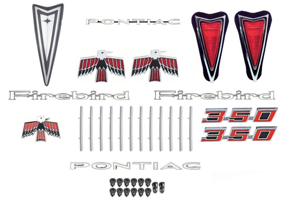 OER Complete Exterior Emblem and Marker Set 1968 Pontiac Firebird 350 Models