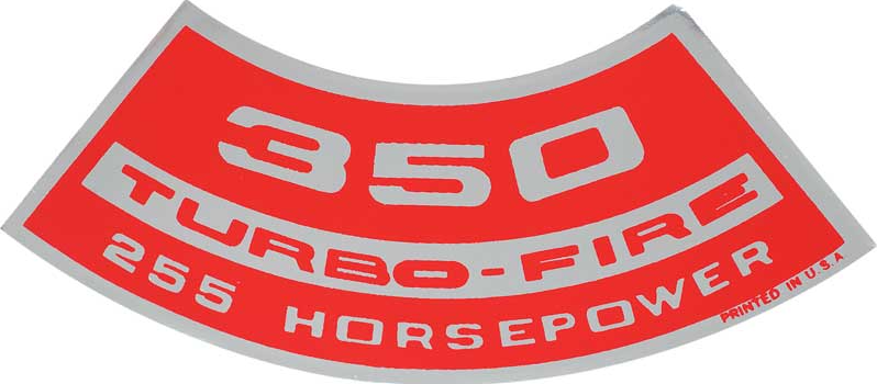 OER Air Cleaner Decal Turbo-Fire 350/255 HP Camaro Nova Chevelle Impala Corvette
