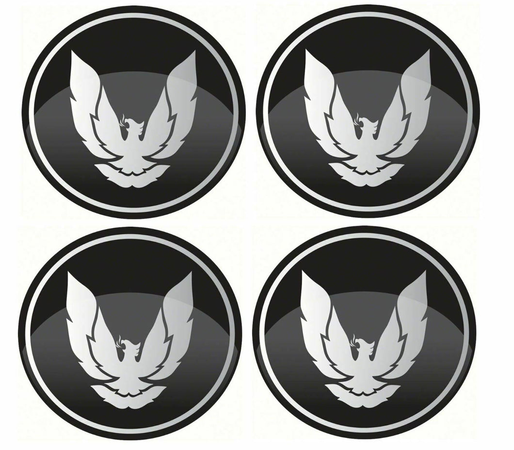 Black/Silver R15 Wheel Center Cap Decal Set 1967-2002 Pontiac Firebird/Trans AM