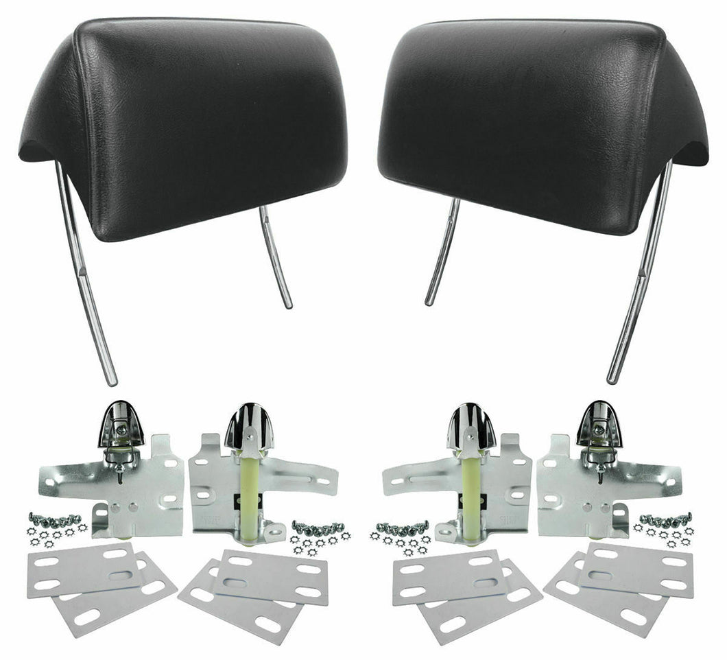 RestoParts Black Bucket Seat Headrest Set 1966-1967 GTO Chevelle 442 Skylark