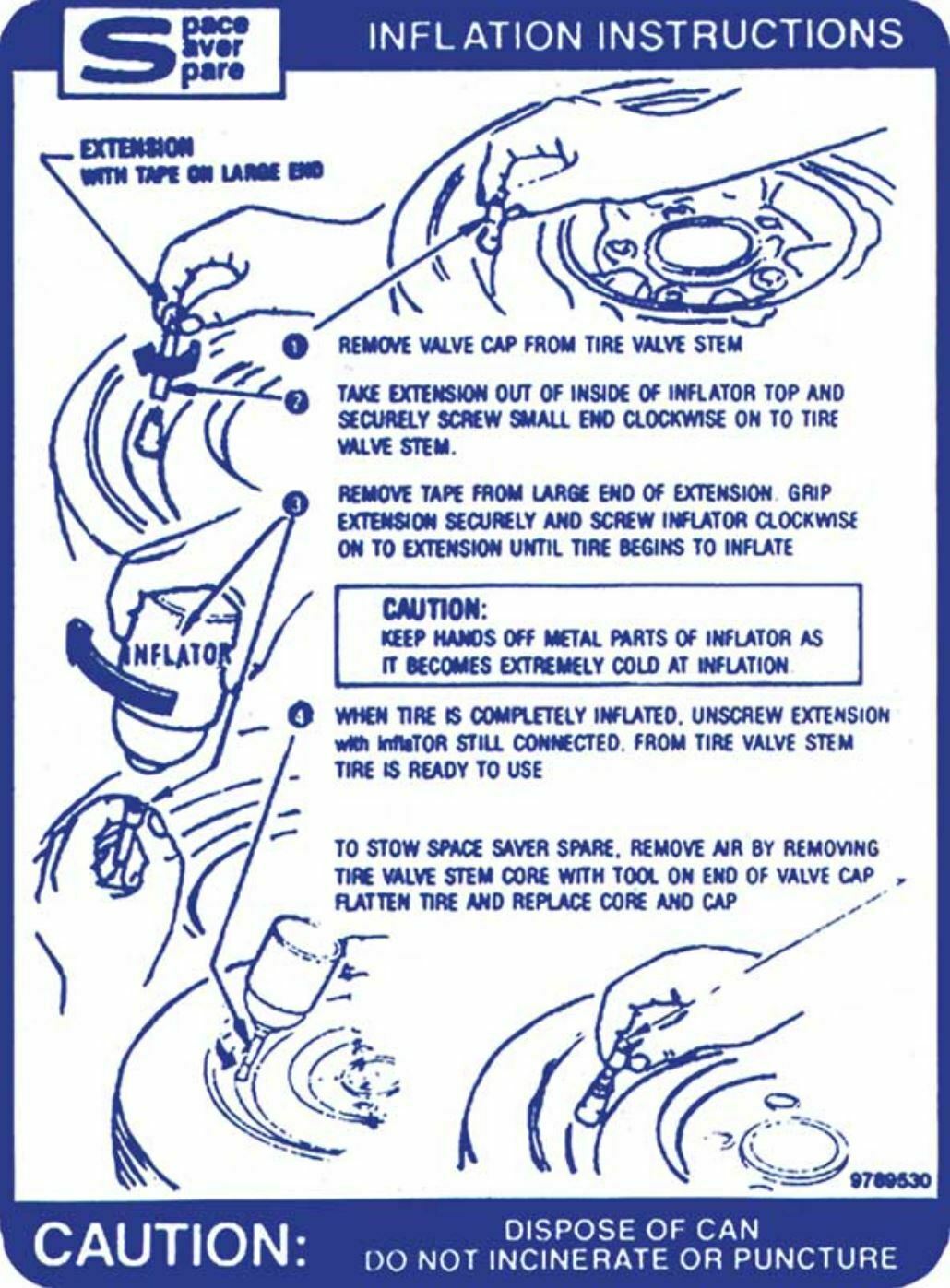 OER Trunk Lid Space Saver Jacking Instructions Decal 1967-1969 Firebird/Trans AM