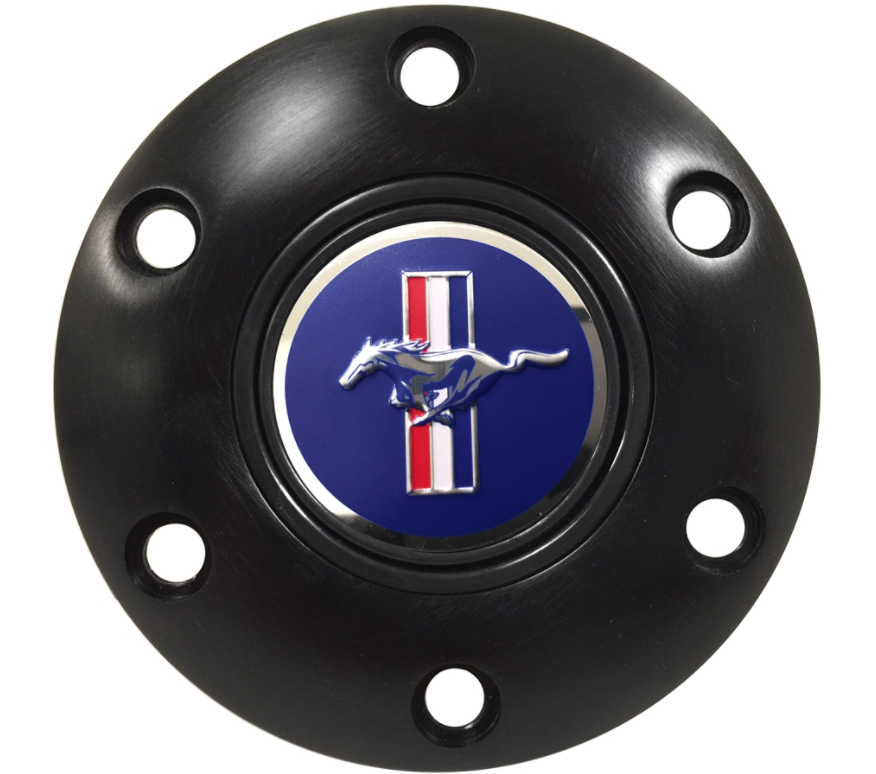 S6 Series Black Horn Button With Blue Running Pony Emblem Ford Mustang Models