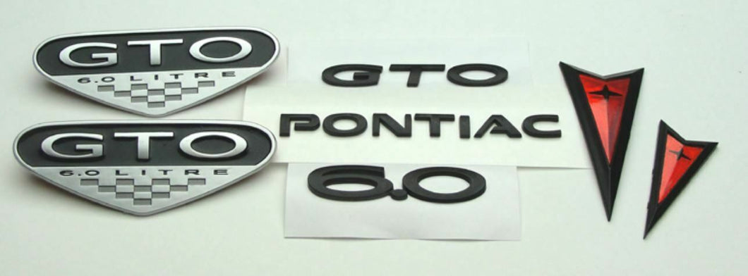 Reproduction LS2 6.0L Black Complete Exterior Emblem Set 2005-2006 Pontiac GTO