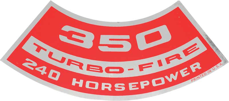 OER Air Cleaner Decal Turbo-Fire 350/240 HP Camaro Nova Chevelle Impala Corvette