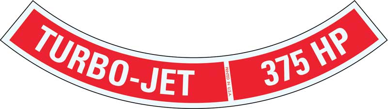 OER Turbo-Jet Air Cleaner Decal 375 HP Camaro Nova Chevelle Impala Corvette