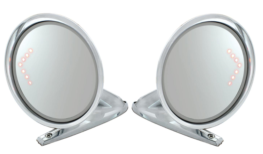 United Pacific LED Turn Signal Chrome Exterior Mirror Set 1964-1966 Ford Mustang
