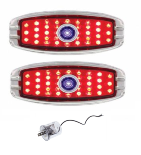 United Pacific LED Tail Light Set With Bezel and Blue Dot 1941-1948 Chevy Cars