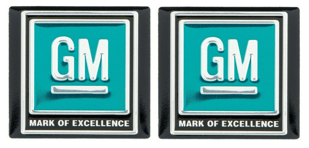 OER (2) Aqua Mark of Excellence Seat Belt Decal 1964-1967 Pontiac Chevy Buick