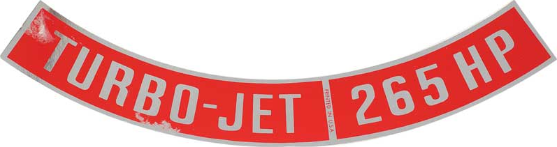OER Turbo-Jet Air Cleaner Decal 265 HP Camaro Nova Chevelle Impala Corvette