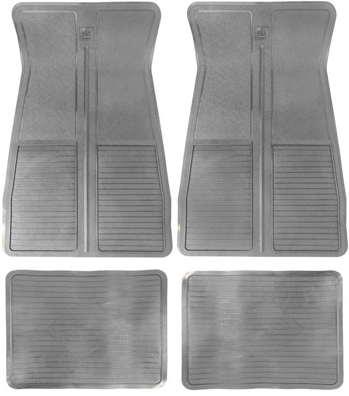 OER Gray 4 Piece Rubber Floor Mat Set For 1973-1981 Firebird Camaro Nova Malibu