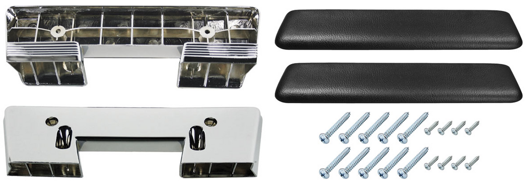 RestoParts Black Front Armrest Base & Pad Set 1965-1967 GTO Chevelle 442 Skylark
