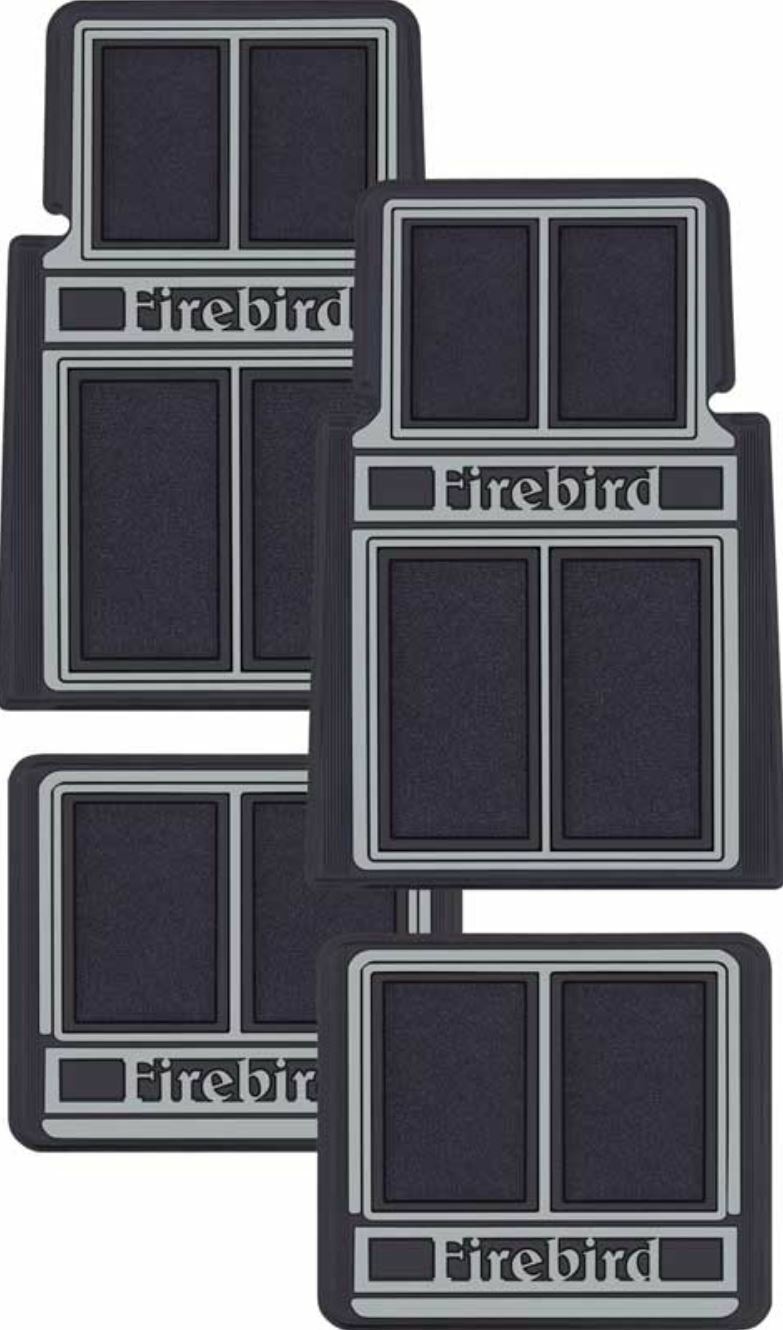 OER 4 PC Black/Gray Carpet Floor Mat Set 1967-2002 Pontiac Firebird & Trans AM