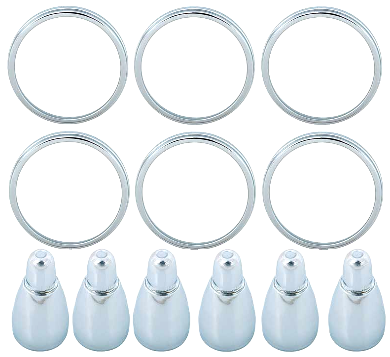 OER Tail Lamp Lens Trim Ring and Ornament Set For 1965 Chevy Impala Models