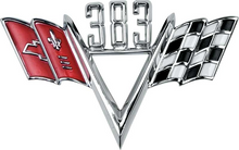 Load image into Gallery viewer, OER Custom 383 Crossed Flag Front Fender Emblem Set For Chevy Car and Trucks
