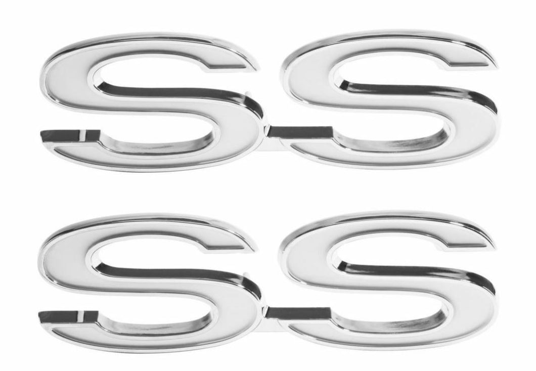 Trim Parts White Front Fender SS Emblem Set 1973 Chevelle and 1973-1974 Nova