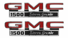 Load image into Gallery viewer, Trim Parts Fender Emblem Set 1971-1972 GMC Sierra Grande Truck Made in the USA
