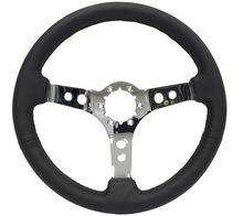 Load image into Gallery viewer, Black 14&quot; Diameter Leather Wrapped S6 Sport Steering Wheel With Chrome Center

