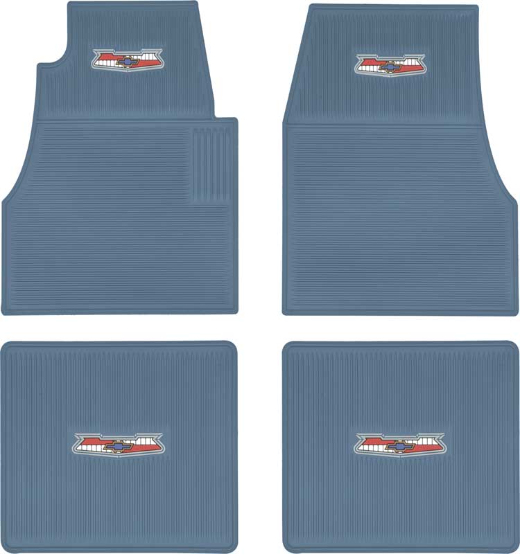 OER 4 Piece Light Blue Ribbed Rubber Floor Mat Set 1955-1957 Chevy Bel Air