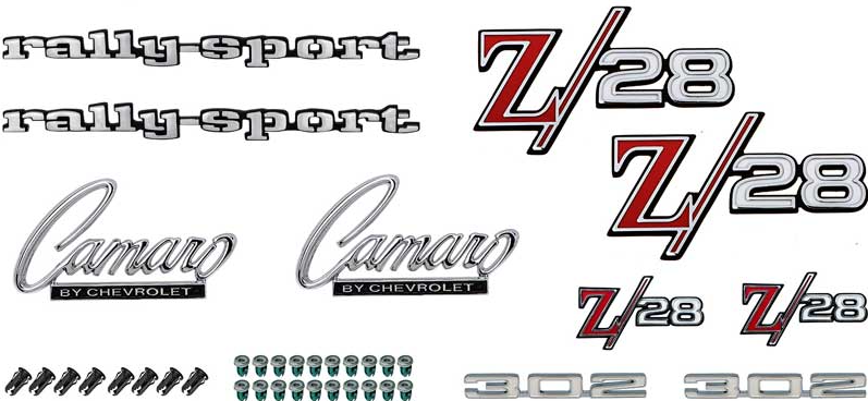 OER Exterior Diecast Zinc Z28 302 Emblem Kit For 1969 Chevy Camaro RS
