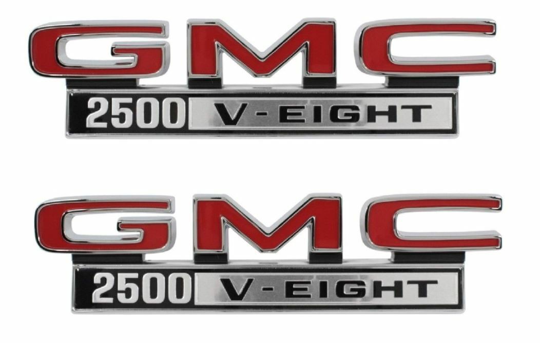 Trim Parts 1968-1972 GMC 2500-V Eight Front Fender Emblem Set Made in the USA