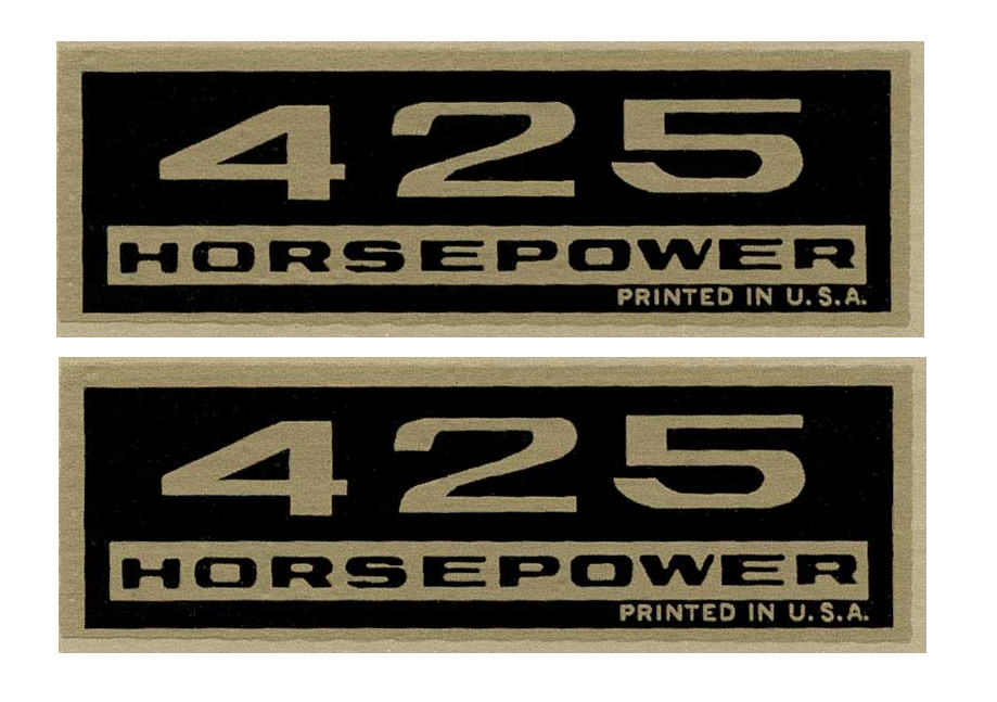 Black and Gold 425 Horsepower Valve Cover Decal Set For Camaro Nova Impala Chevy