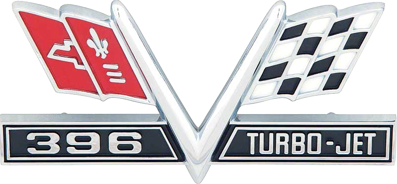 OER 396 Turbo Jet V Flag Front Fender Emblem 1965-1967 Impala Bel Air Biscayne