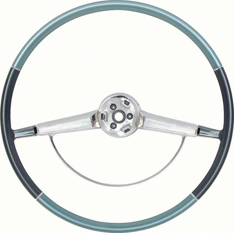 OER Two-Tone Blue Steering Wheel W/ Chrome Horn Ring 1965-1966 Chevrolet Impala