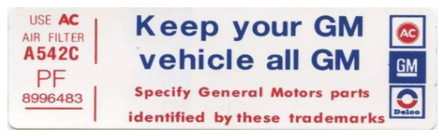 Keep Your GM Car All GM Decal For 1978 Pontiac Firebird RL Code With W72 Option