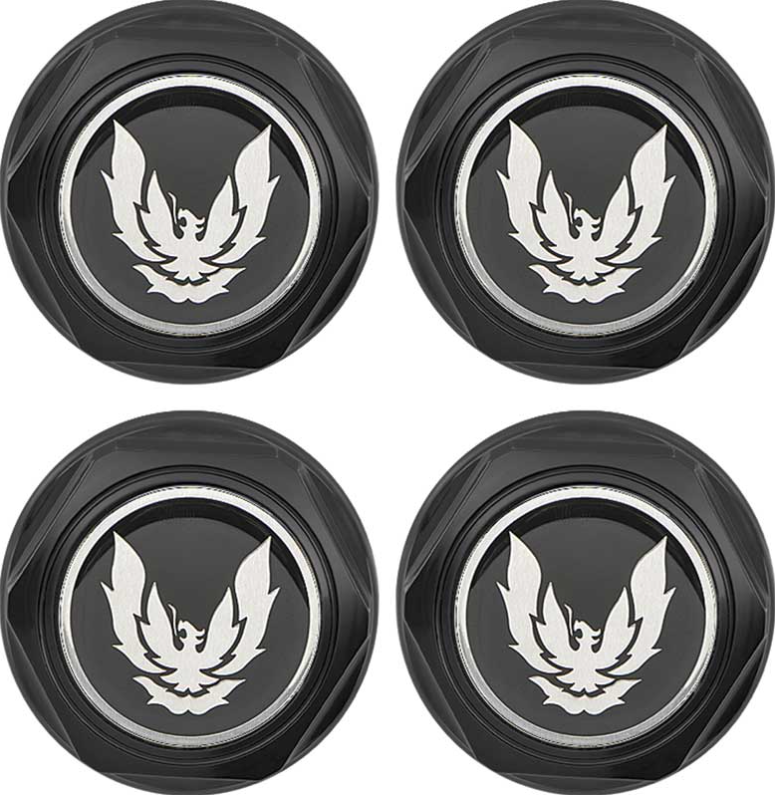 OER Black With Silver Bird Wheel Center Cap Set 1982-1992 Firebird Trans AM