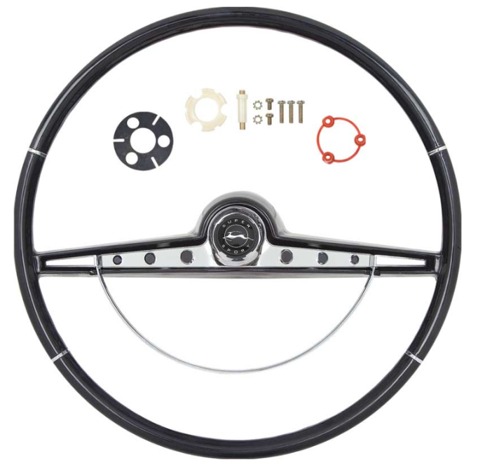 OER Black Steering Wheel Kit and Horn Button 1963 Chevy Impala Bel Air Biscayne