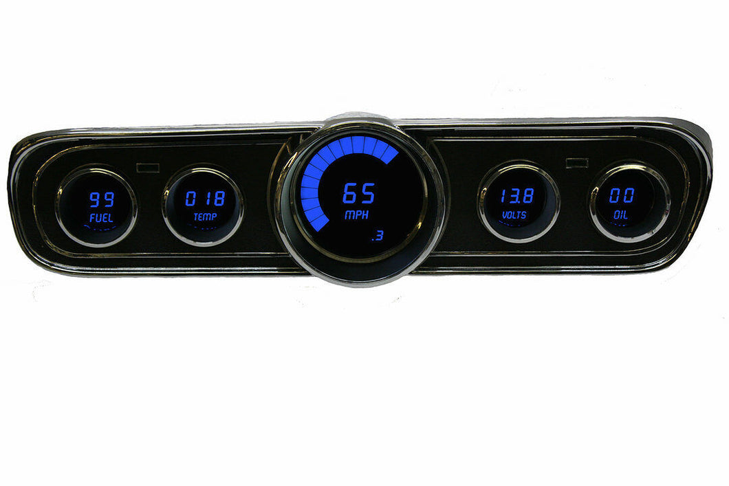 Intellitronix Blue LED Digital Gauge Cluster Panel 1965-1966 Ford Mustang