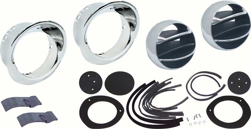 1967-68 Camaro Astro Ventilation Vent Kit With Chrome Bezels