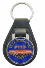 Load image into Gallery viewer, Leather Keychain Ring With PMD &quot;The Great One&quot; 1964-1974 Pontiac GTO Models
