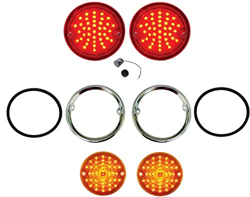 United Pacific LED Tail/Marker Light/Bezel Set 1955-59 Chevy and GM Stepside Truck With LED Flasher