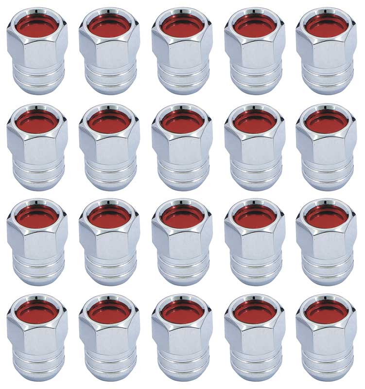 OER F252 Red Rally II Center Lug Nut Set 1967-1970 Pontiac GTO and Firebird