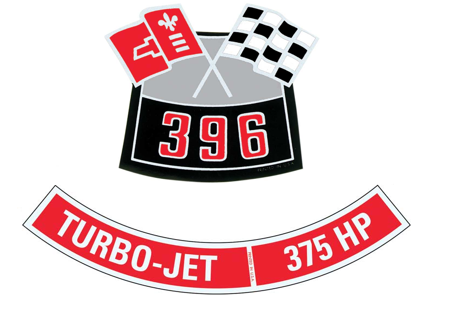 OER 396 With 375 HP Air Cleaner Decal Set Camaro Nova Chevelle Impala Corvette