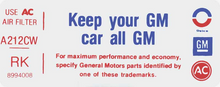 Load image into Gallery viewer, Keep Your GM Car All GM Decal For 1975 Pontiac Firebird 455-4V RK Code
