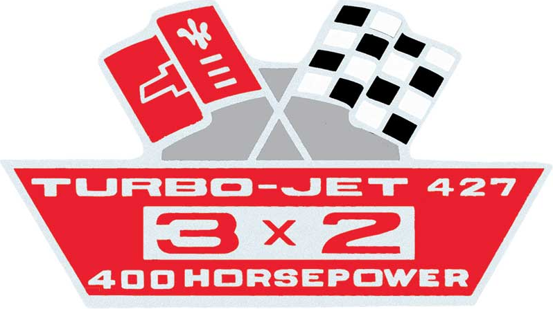 OER Air Cleaner Decal Turbo-Jet 427/400 3X2 Camaro Nova Chevelle Impala Corvette