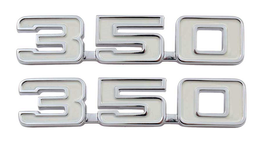 OER Chrome Zinc Diecast 350 Front Fender Emblem Set For 1969 Chevy Camaro Models
