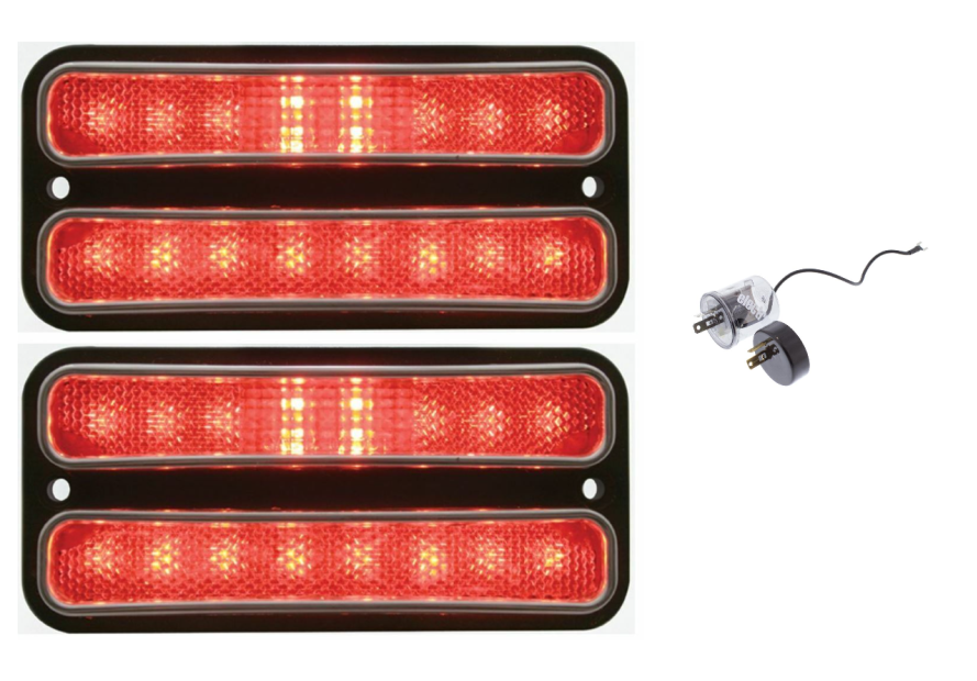 United Pacific LED Red Rear Side Marker Light Set 1968-1972 Chevy and GMC Truck