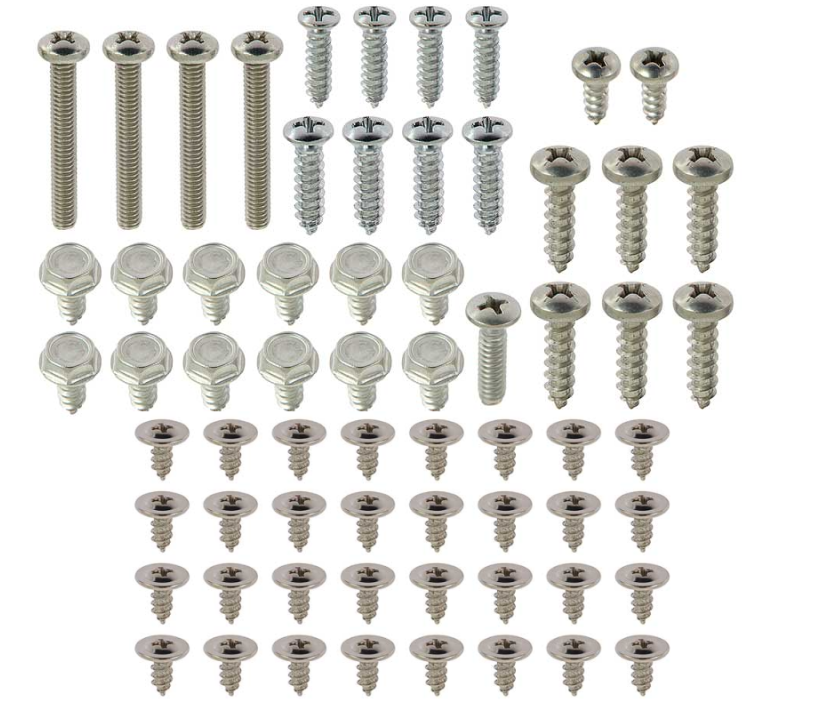 65 Piece Exterior Screw Set For 1967-1968 Pontiac Firebird Wit Wheel Well Screws