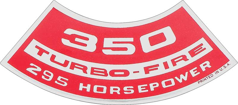 OER Air Cleaner Decal Turbo-Fire 350/295 HP Camaro Nova Chevelle Impala Corvette